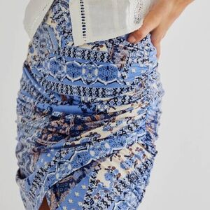 Free People She’s Something Else Blue Combo Skirt - Medium